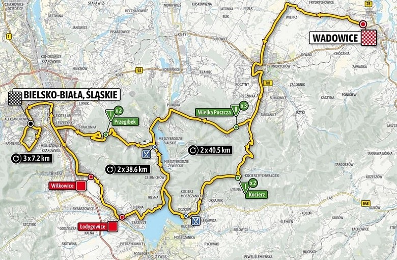 77. Tour de Pologne na Żywiecczyźnie. Szczegółowy przebieg trasy