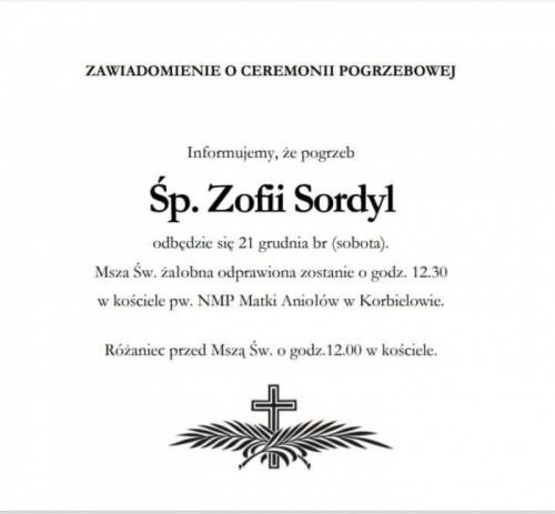 Ostatnie Pożegnanie Zofii Sordyl