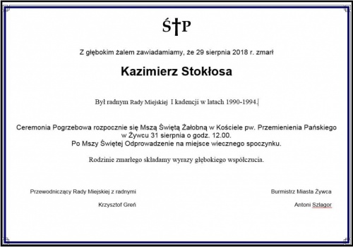 Zmarł Kazimierz Stokłosa