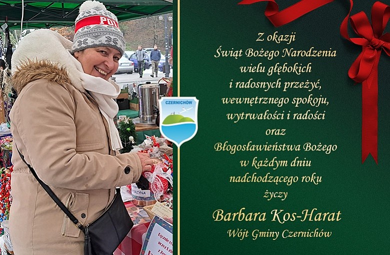 Świąteczne Życzenia składa Wójt Gminy Czernichów Barbara Kos-Harat