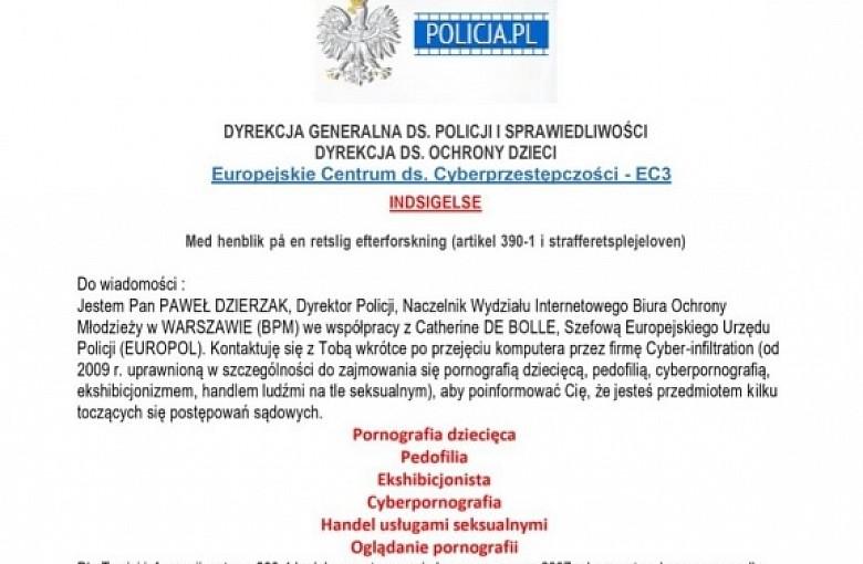 Policja ostrzega przed oszukańczymi wiadomościami