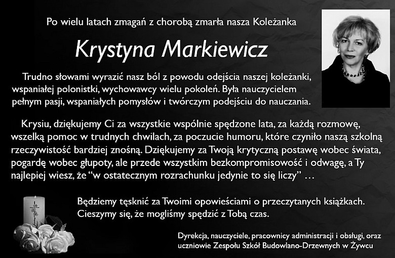 Zmarła Krystyna Markiewicz