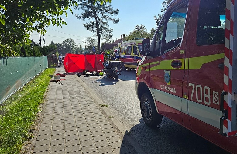 Wypadek w Cięcinie. Motocyklista trafił do szpitala