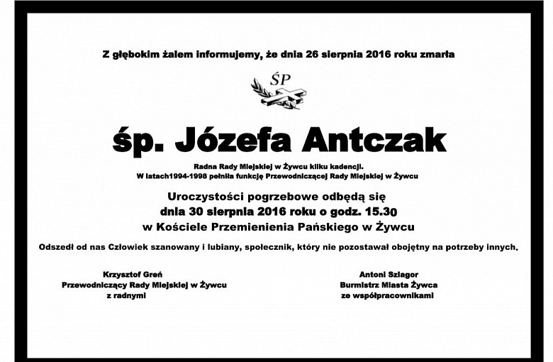 Zmarła Józefa Antczak