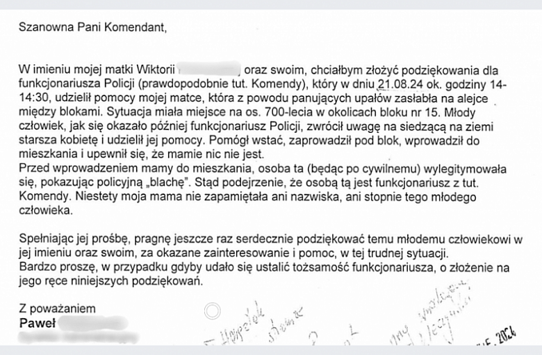 Podziękowania dla żywieckiego policjanta